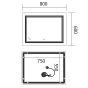 Зеркало Mixxus Premium QUADRO MR20-80x60-Reverse с Led Touch, Anti-fog, димером, регулятором яркости (MP6619) - 2