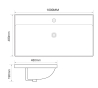 Раковина мебельная MIXXUS PREMIUM STYLE-1504 1000х480х190mm с отверстием под смеситель и переливом (MP6501) - 6