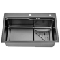 Мийка кухонна ID 7546 (Satin) 750x460x215мм із нержавіючої сталі SUS 304 у комплекті з сифоном, дозатором та 2 кошиками (ID7546) - 1