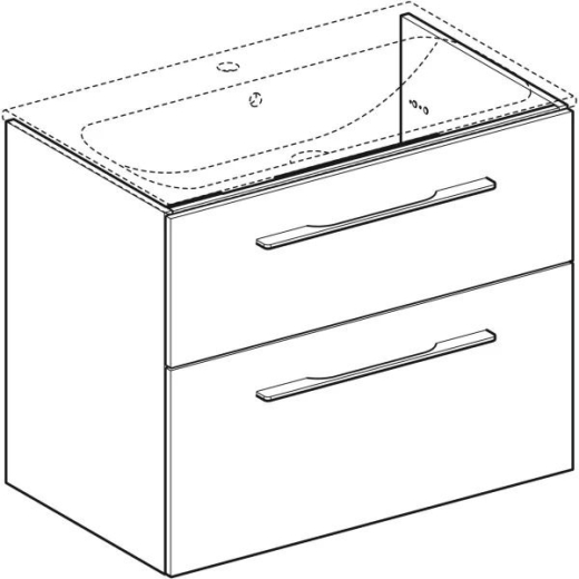 Тумба для умывальника подвесная Geberit Selnova Square slim rim, с двумя ящиками, лава (501.209.00.1) - 2