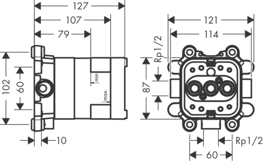 Прихована частина для душу Axor ShowerSolutions зі стіни 2jet (35361180) - 2