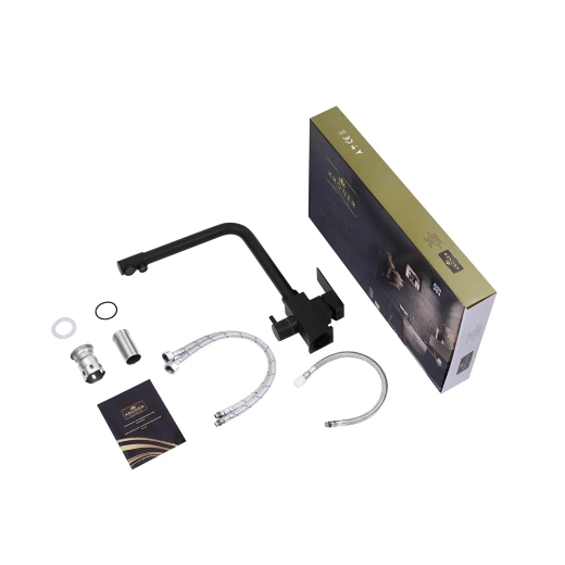 Смеситель для кухни с подключением к фильтру Kroner KRP Edelstahl Kubus - SCH03810 черный матовый (CV027939) - 6
