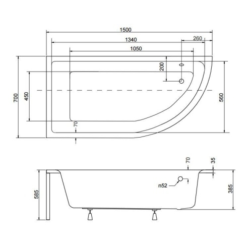Ванна акриловая Besco Praktika 150х70L - 4