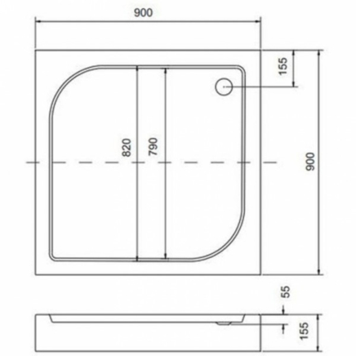 Поддон квадратный Besco Oskar 90х90х4/16 + ножки (NAVARA17843) - 3