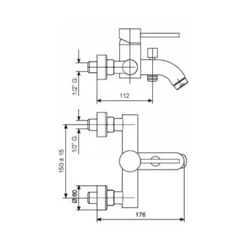 Смеситель для ванны EMMEVI PIPER NS45001 - 2
