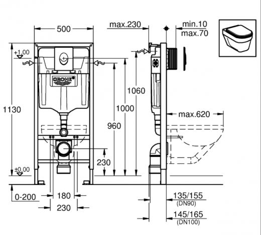 Інсталяція для унітазу Grohe Rapid SL 4в1 38721001+37131000 - 2