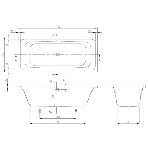 Ванна Villeroy&Boch Targa Style 170x75 UBA170FRA2V-01 - 2