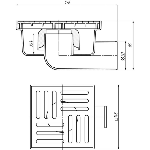 Трап ANI Plast TA5110 150х150 CV016294 - 2