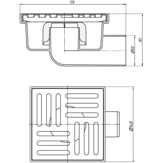 Трап ANI Plast TA5112 150х150 CV017203 - 2