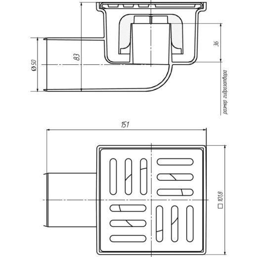 Трап ANI Plast TA5102 100x100 CV013828 - 2