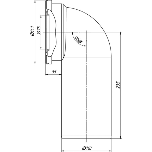 Отвод для унитаза ANI Plast W9220 угол 90˚ (CV019912) - 2