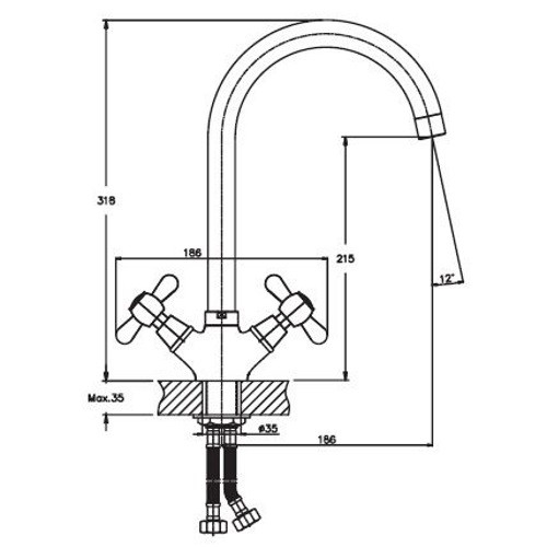 Смеситель для кухни HAIBA DOMINOX 275 NUT HB0091 - 2