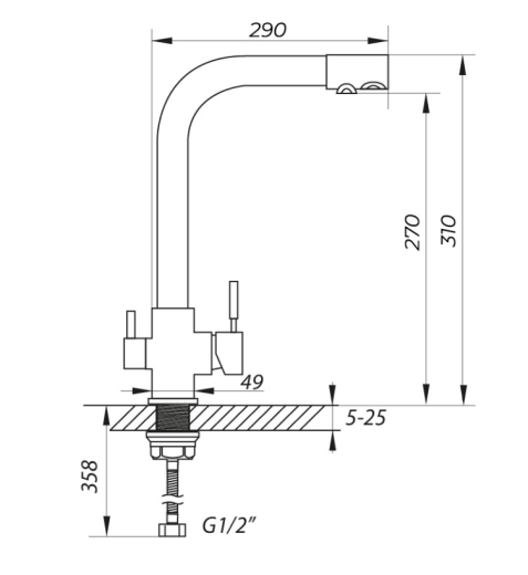 Змішувач для кухні з виходом для питної води ZERIX LR4055W-3 ZX2643 - 4