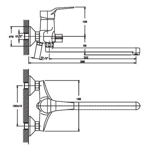 Смеситель для ванны Haiba Zeon 006 euro HB0410 - 5