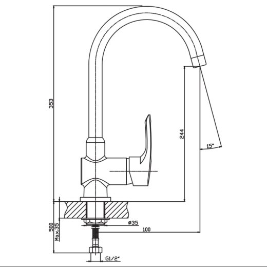 Кухонний змішувач Haiba Hansberg 017 (Brass Nut) HB0209 - 5