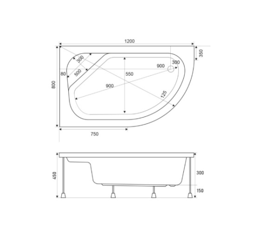 Душовий піддон SHOWER Ferisya (120x80) R С15202 - 2