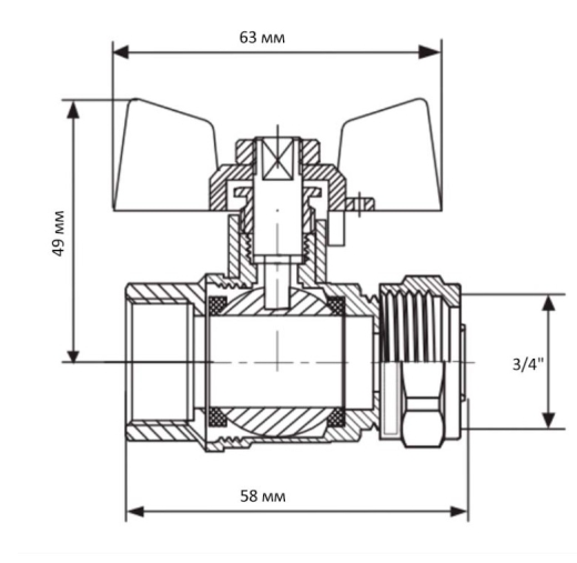 Кран кульовий Koer KR.352 - 20x3/4F Wing (LL1789) - 5