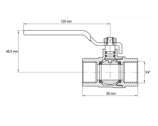 Кран кульовий Koer KG.204 - 3/4" FF ГГР, газ (KR4961) - 3