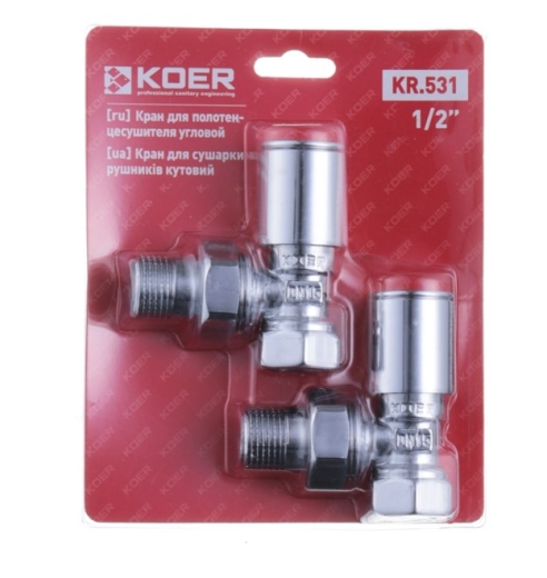 Кран для сушки для рушників кутовий Koer KR.531 - 1/2", 1 шт (KR3073) - 3