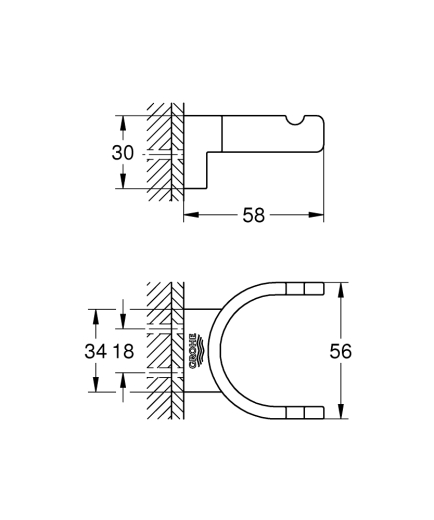 Крючок для банного халата, Grohe Selection двойной (41049000) - 3