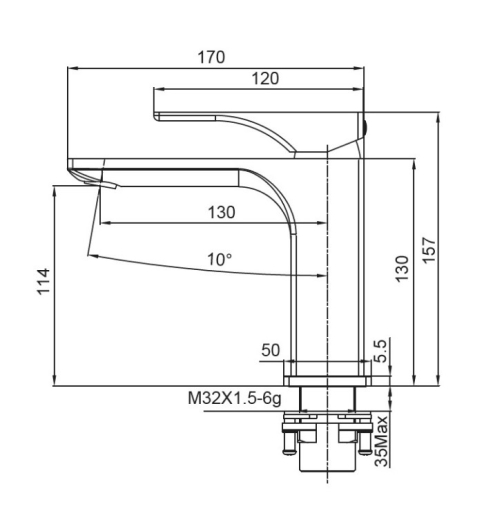 Смеситель для умывальника Koer KB-10010-01 (Цвет хром) (KR3478) - 8