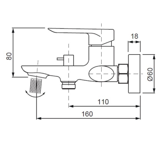 Смеситель для ванны с коротким изливом Koer KB-40028-05 (KR5306) - 9