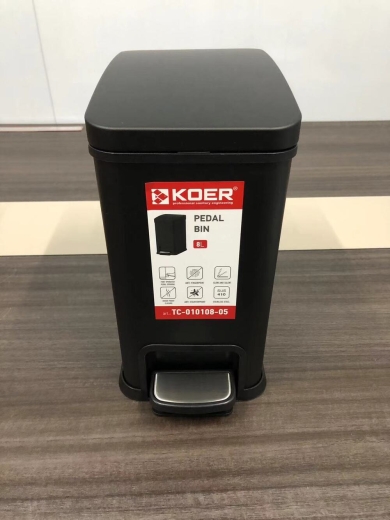 Відро для сміття з плавним закриттям прямокутне Koer TC-010108-05 8 л колір чорний (KR5593) - 6