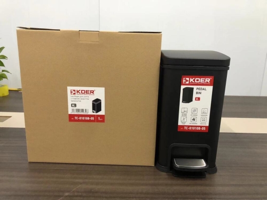 Відро для сміття з плавним закриттям прямокутне Koer TC-010108-05 8 л колір чорний (KR5593) - 7