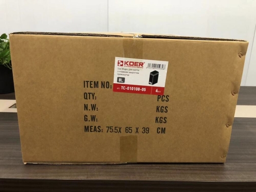 Відро для сміття з плавним закриттям прямокутне Koer TC-010108-05 8 л колір чорний (KR5593) - 8