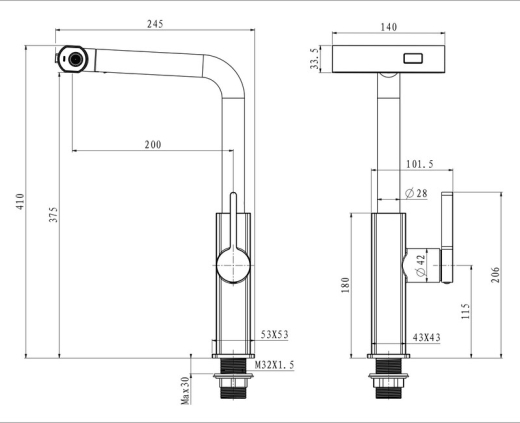 Змішувач для кухні з висувним виливом Mixxus Premium HAMMER 014 (MI6953) - 9