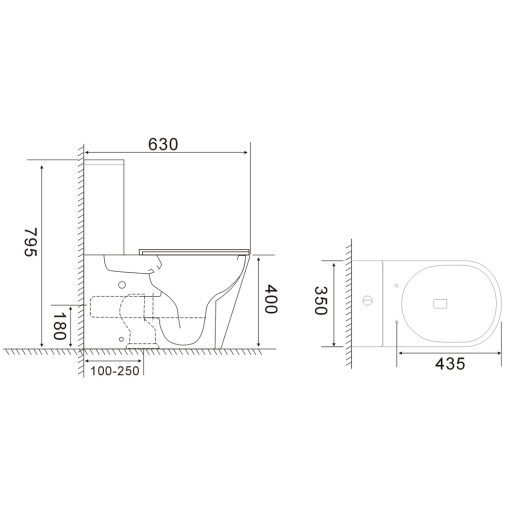 Унітаз-компакт Mixxus BEVEL-0407-T1 630х350х795mm, система змиву TORNADO 1.0 (MI6690) - 20