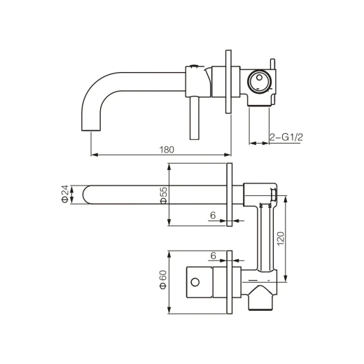 Змішувач для раковини VBI MILANO LONG NICKEL прихованого монтажу VBI-050103NI - 2