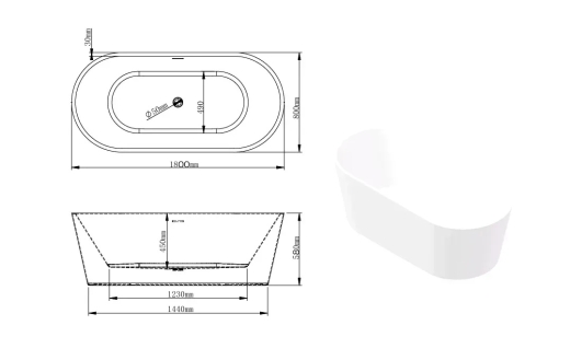 Ванна VBI MARMOLADA 170 x 75 окремостояча VBI-070217 - 2