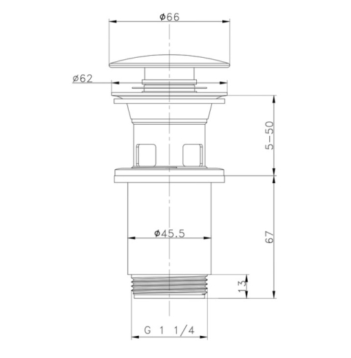 Донний клапан для раковини Zerix BV-01 1 1/4'' з переливом автоматичний СLICK-СLACK хром (ZX6017) - 4