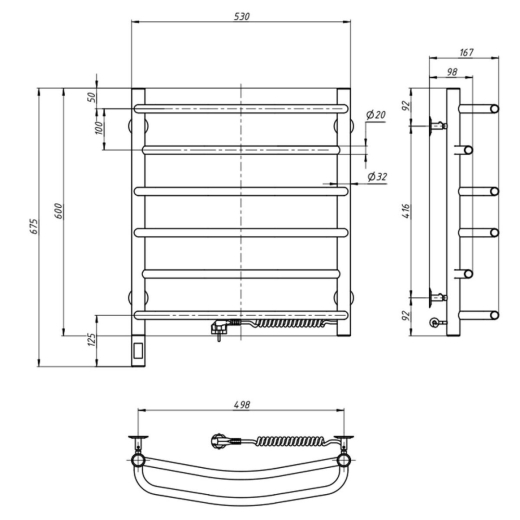 Рушникосушарка електрична Navin Омега 530x600 R Sensor хром (А0058520) - 2