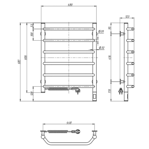 Полотенцесушитель электрический Navin Блюз 480x600 L Sensor белый (А0058075) - 2
