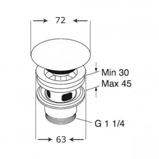 Донний клапан натискний з керамічною кришкою Villeroy & Boch (аналог 8L033401), білий (68170001) - 2