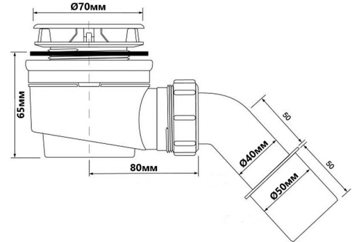 Сифон для поддона "малый" McALPINE HC252570B (00000002206) - 2