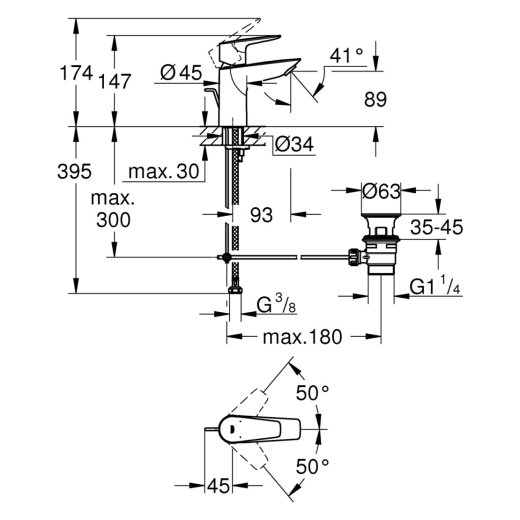 Смеситель для раковины Grohe QuickFix StartEdge S-Size 24196001 (CV030593) - 6