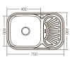 Мойка кухонная ZERIX Z7549-08-180E (satin) (ZX1606) - 2