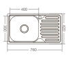 Кухонна мийка ZERIX Z7642-08-180E (satin) (ZX1602) - 3