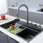 Кухонна мийка Zerix ZH7548-SET-03 Nano-Black із вбудованим змішувачем із нерж сталі (ZM5577) - 5