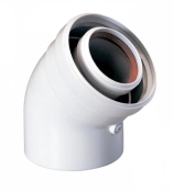 Колено коаксиального дымохода 45°, 60/100 мм, для традиционного котла (SD00022190)