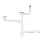 Сифон двойной для кухонной мойки Agua KS04R-1 3 1/2"х40/50 мм с отводом для стиральной машины, с круглым переливом (CV033464)