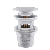 Донний клапан для умивальника KOER PW-03-03 1 1/4'' кнопка, білий (KR3395)
