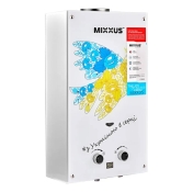 Газова колонка MIXXUS GWH-0610 Basic Glass димохідна 10 л/хв, панель зі скла з малюнком (WH0027)