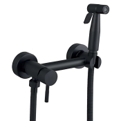 Смеситель настенный с гигиеническим душем Mixxus SUS-222 BLACK из нержавеющей стали SUS304 (MX0680)