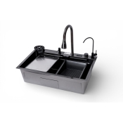 Мийка кухонна Insana TWITER-2 7546 чорна з нержавіючої сталі 75х46х22 BLACK (А0059849)
