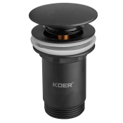Донний клапан для раковини KOER PW-07-05 1 1/4'' з переливом автоматичний (СLICK-СLACK) (Колір чорний) (KR5785)