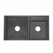 Мийка для кухні з двома чашами Lidz Handmade H7843 Brushed Black PVD 3,0/1,0 мм (LDH7843BPVD45586)